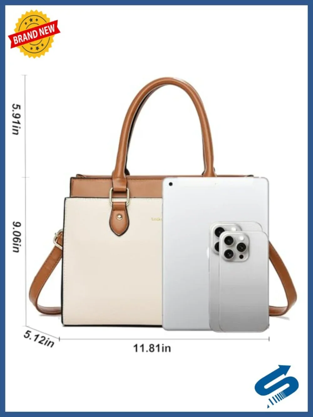Trendy Faux Leather Satchel Top Handle Handbag with Crossbody Strap for Women